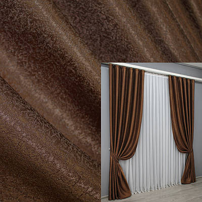 Комплект штор (2шт. 1,5х2,8м.) із тканини софт "Люкс". Колір коричневий. Код 1457ш 33-0306