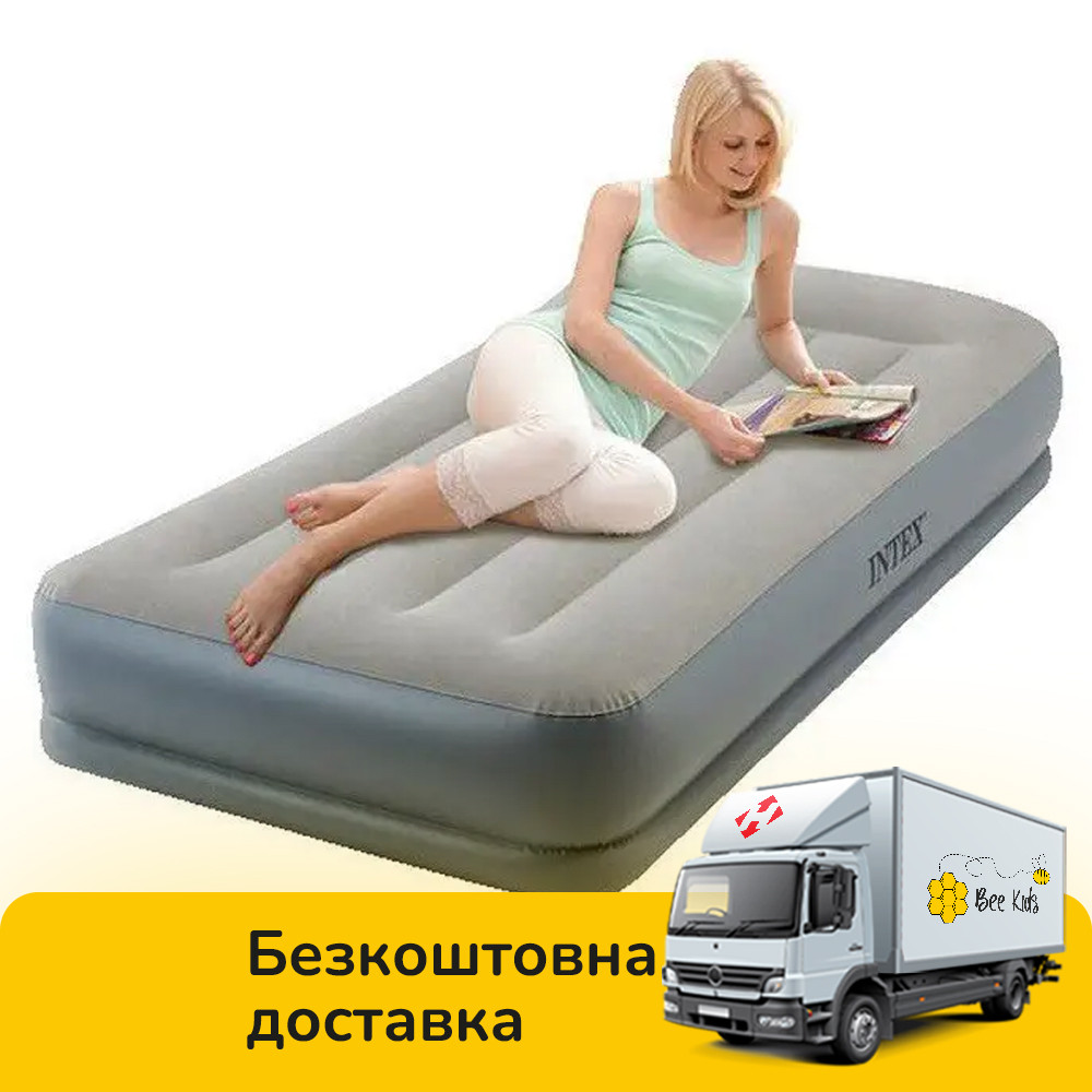 Надувний матрац одномісний велюр (99х191х30 см) Intex 64116, фото 1