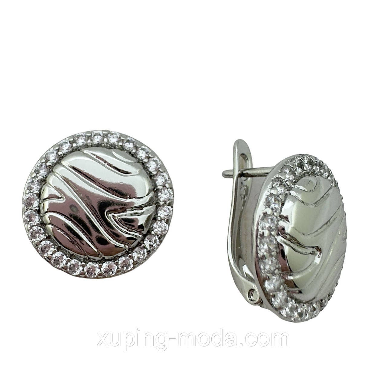 Жіночі сережки ксюпінг. 15 мм. Родій, фото 1