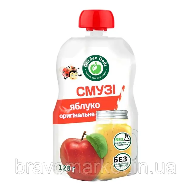 Пюре фруктове Смузі яблуко оригінальне Gadz д/п 120г, фото 1