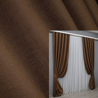 Комплект штор (2шт. 1,5х2,7м.) льон рогожка. Колір світло-коричневий. Код 1422ш 33-0307