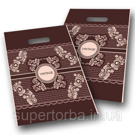 Пакети поліетиленові з прорізною ручкою розмір 25х35 "Вінтаж" 50 штук, фото 1