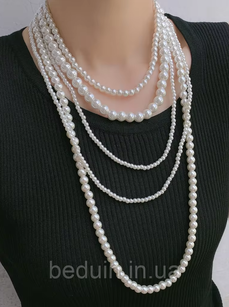 Довге акцентне перлове намисто з перлів, намиста — білі Aushal Jewellery