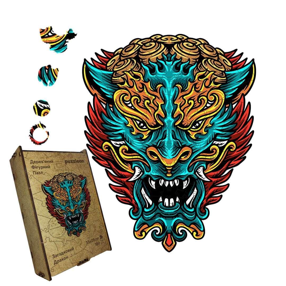 Пазл дерев'яний Загадковий Дракон, A3, Картонна коробка