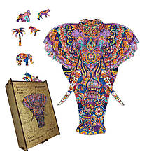 Пазл дерев'яний Слон Благополуччя, А5, Картонна коробка