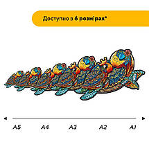 Пазл дерев'яний Сім'я Черепах, А5, Картонна коробка, фото 3
