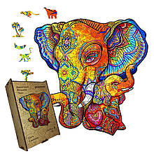 Пазл дерев'яний Сім'я Слоників, А5, Картонна коробка