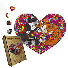 Пазл дерев'яний Котяче Серце, А5, Картонна коробка