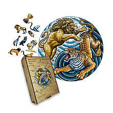 Пазл дерев'яний Лев та Тигр, А5, Картонна коробка