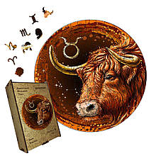 Пазл дерев'яний Знак Зодіаку Телець, А5, Картонна коробка