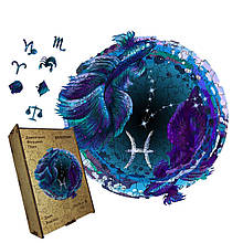 Пазл дерев'яний Знак Зодіаку Риби, А5, Картонна коробка