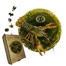 Пазл дерев'яний Знак Зодіаку Рак, А5, Картонна коробка