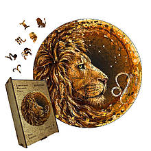 Пазл дерев'яний Знак Зодіаку Лев, А5, Картонна коробка