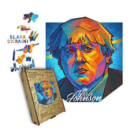 Пазл дерев'яний Борис Джонсон, А5, Картонна коробка, фото 1