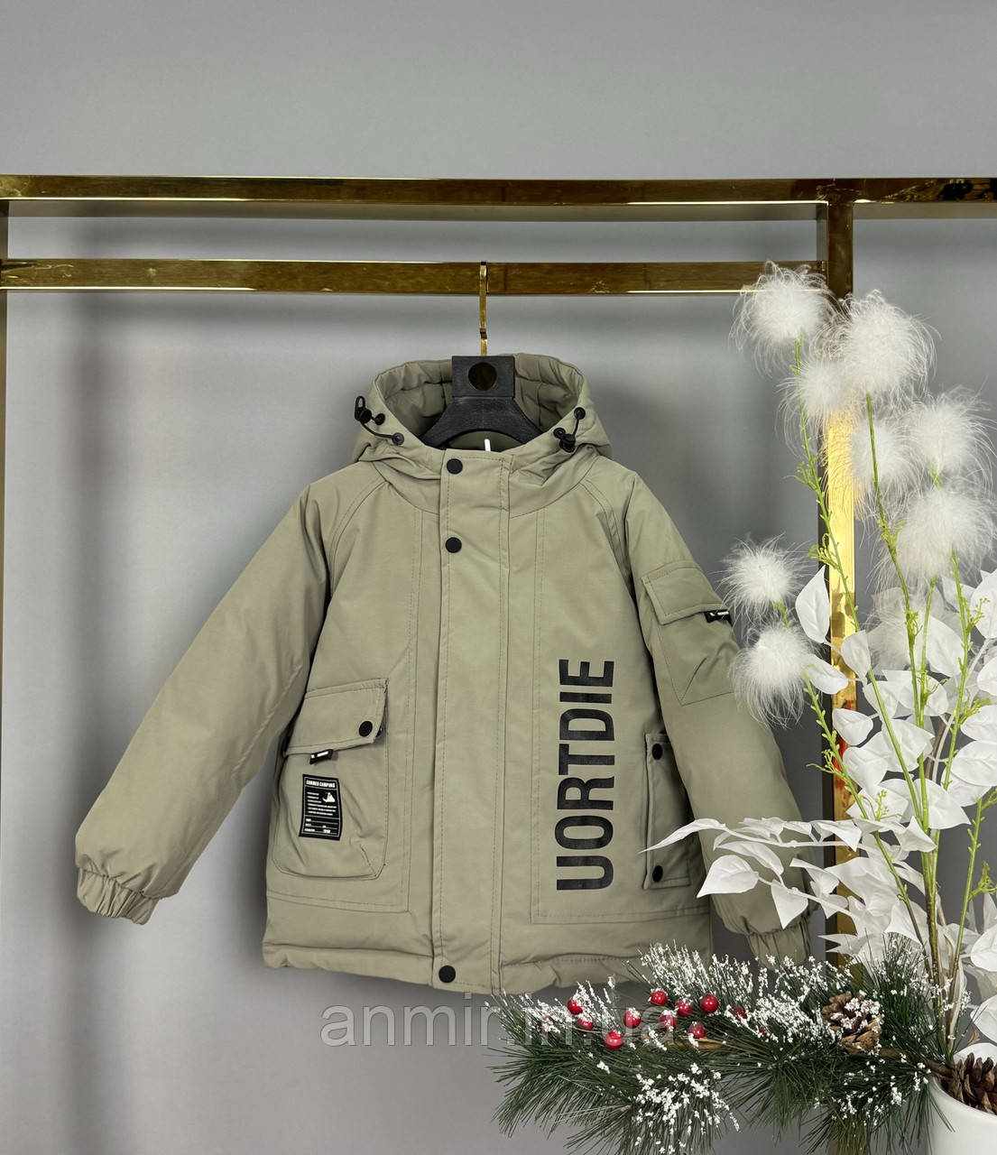 Зимова куртка підліткова оверсайз OURTDIE для хлопчика 7-10 років, колір хакі