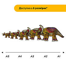 Пазл дерев'яний Динозавр Трицератопс, А5, Картонна коробка, фото 2