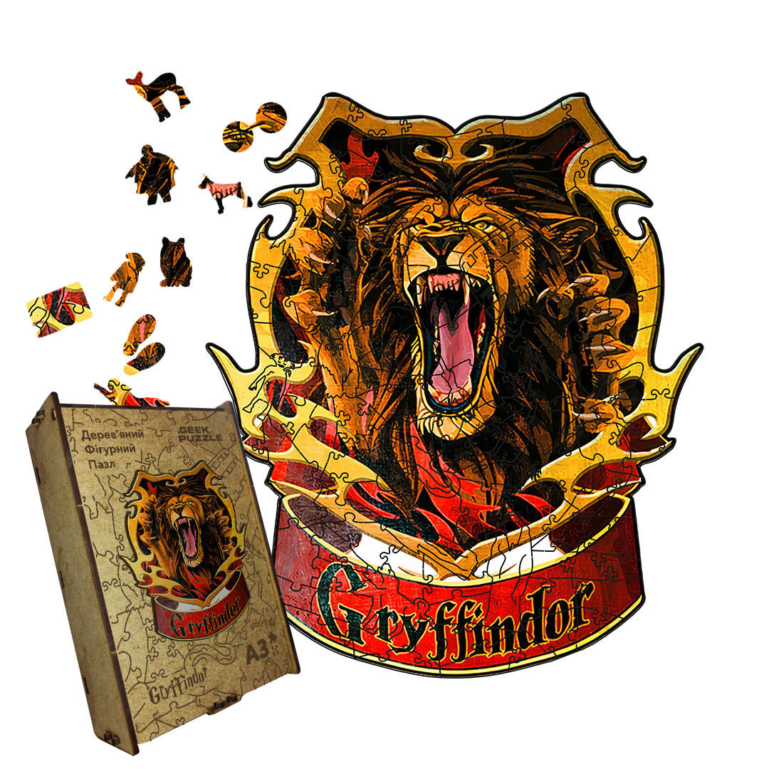 Пазл дерев'яний Ґрифіндор, А5, Картонна коробка