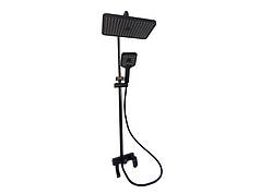 Душова система -3 функції, чорна емаль, алюміній, верхній + ручний душ, настінна штанга MRS-AL-C4 (black)