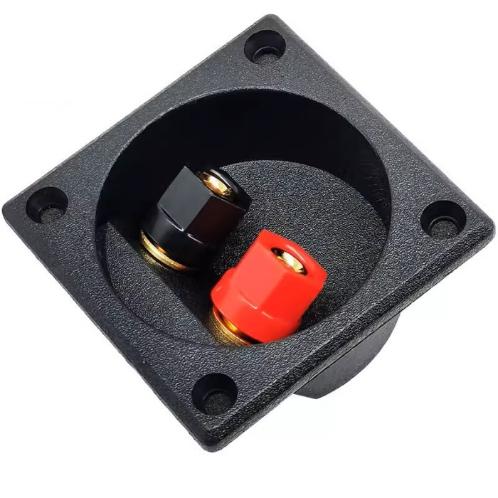 Гніздо колонкове мідне (затискач) 2-контактне на круглій панелі, діаметр 50 мм, фото 1