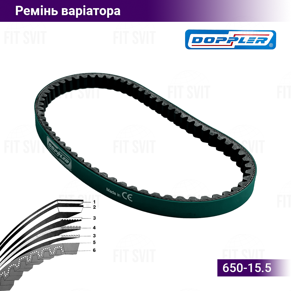 Ремінь варіатора 650-15.5 Honda Dio, Tact. Doppler