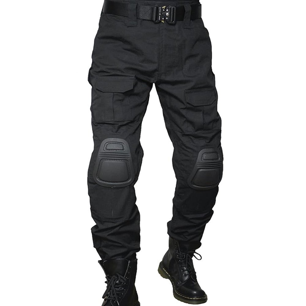 Тактичні штани з наколінниками, M-4XL, Чорні / Бойові штани чоловічі / Польові літні штани