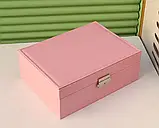 Велика Зручна скринька для біжутерії та прикрас, Скринька органайзер 23x17x8.8cm. Рожева, фото 5