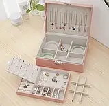 Велика Зручна скринька для біжутерії та прикрас, Скринька органайзер 23x17x8.8cm. Рожева, фото 4