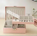 Велика Зручна скринька для біжутерії та прикрас, Скринька органайзер 23x17x8.8cm. Рожева, фото 2