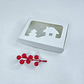 Коробка для пряника, 150*100*30 мм, з вікном "Будиночок", біла