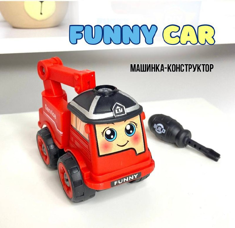 Дитяча машинка-конструктор LY031C на шурупах, спецтехніка з викруткою Кран, фото 1