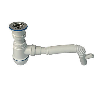 Сифон для умивальника 65мм діаметром з гнучкою трубою 32мм труба TPTS-1410 з відводом під пральну машину