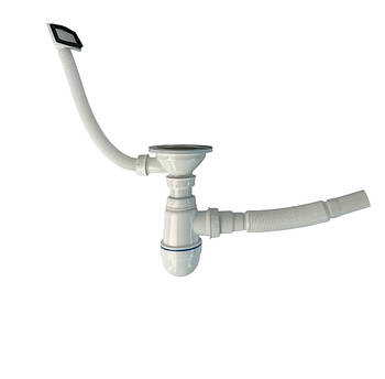 Сифон для кухонної мийки 115мм діаметром з гнучкою трубою 32мм труба TPTS-5100 з переливом