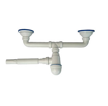 Сифон для подвійної кухонної мийки 115мм діаметром TPTS-6130 з трубою 32мм труба