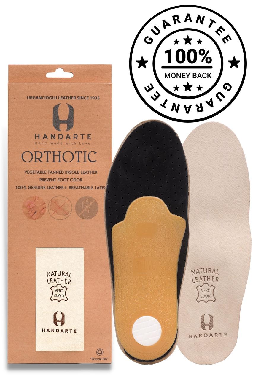 Устілки шкіряні ортопедичні з активованим вугіллям Orthotic 39-40 розмір, фото 1
