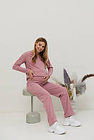 Костюм для вагітних Рожевий Костюм у рубчик для вагітних і годувальниць Костюм із потайною блискавкою