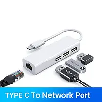 Концентратор адаптер USB 3.1 Type-C — RJ45 LAN (10/100) / 3 port USB 2.0, фото 5