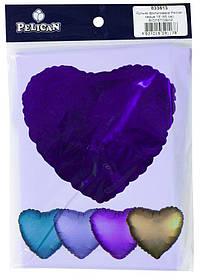 Кулька фольгована PELICAN серце 18" (45см) Фіолетовий (5шт) KNZ