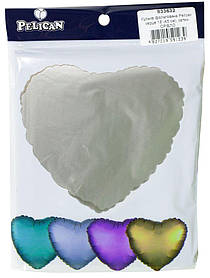 Кулька фольгована PELICAN серце 18" (45см) сатин срібло (5шт) 833632 KNZ