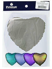 Кулька фольгована PELICAN серце 10' (25см) сатин Срібло (5шт) KNZ