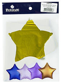 Кулька фольгована PELICAN зірка 10' (25см) сатин Золото (5шт) 832731 KNZ