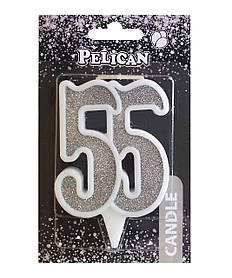 Свічка ювілейна "55" СРІБРО 7 см, TM Pelican 867255 KNZ