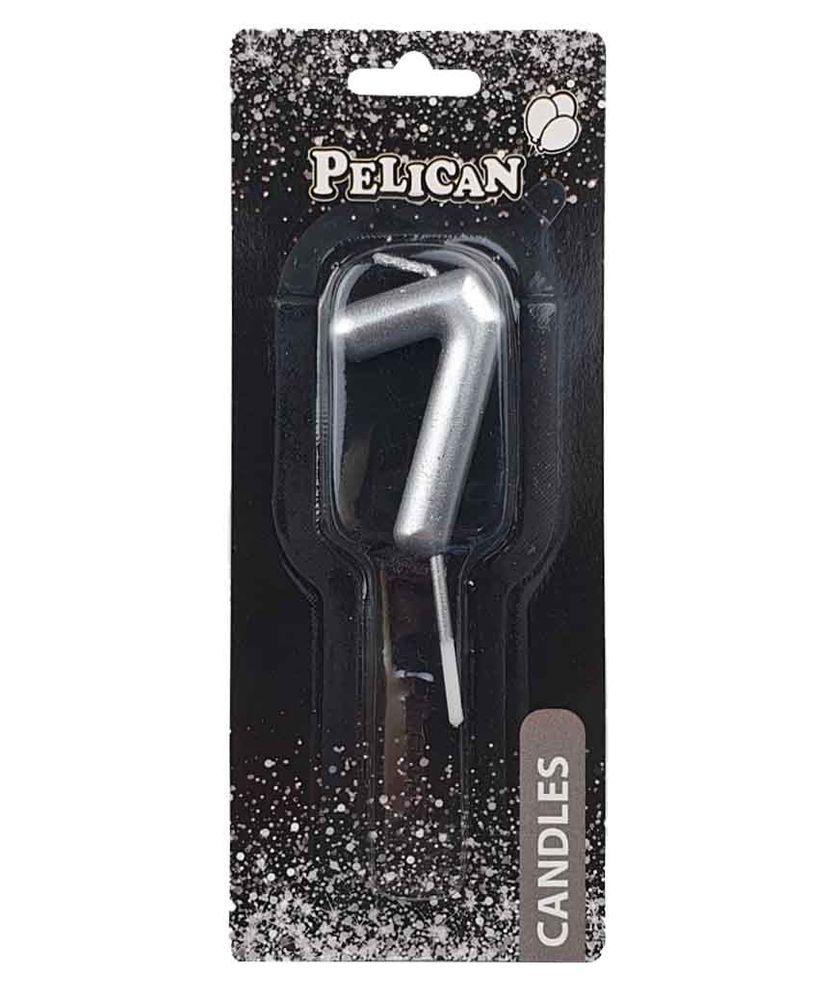 Свічка для торта Pelican "7" Срібло 5 см 865027 KNZ