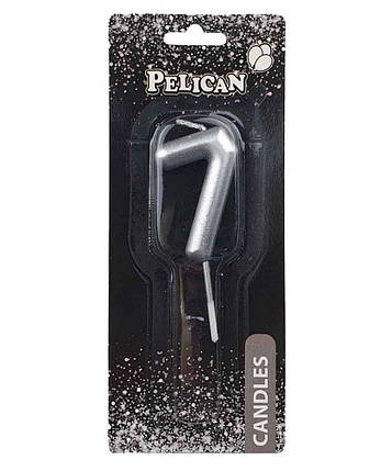 Свічка для торта Pelican "7" Срібло 5 см 865027 KNZ, фото 1