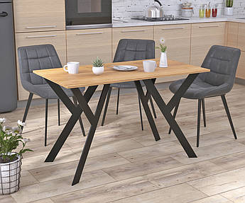 Стіл обідній Ішла 120-65 Loft Design Дуб Крафт золотий Прямі кути