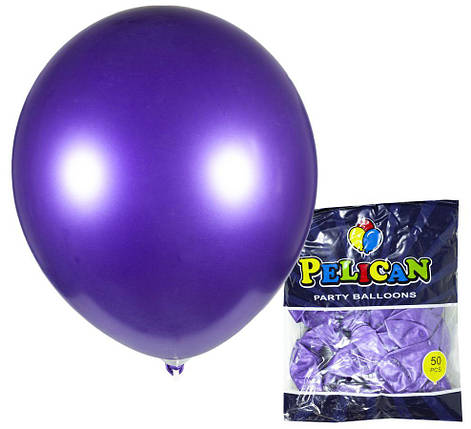 Кульки повітряні Pelican 12' (30 см) хром фіолетовий 50шт/уп 1250-605 KNZ, фото 1