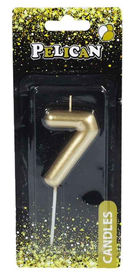 Свічка для торта Pelican "7" ЗОЛОТО 6 см 866017 KNZ