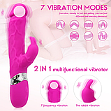 Вібратор-кролик, Вібратор із відростком для кліторальної стимуляції, стимулятор клітора та точки G, Інтимні ігри, фото 10