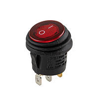 Перемикач on-off з підсвіткою 12 V круглий 3pin RED 22*22*16 мм 6 A 250 V 10A 125/250V