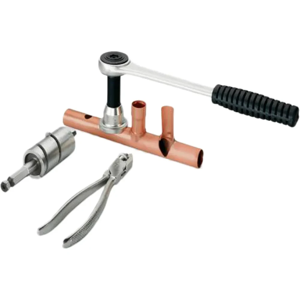 Відбірник, к-т у металевому ящику храповик, спец. свердло та кліщі, гаки 1/2"-5/8"-7/8"-1.1/8" Rothenberger, фото 1