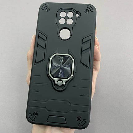 Чохол для Xiaomi Redmi Note 9 протиударний із підставкою захист камери на сяомі редмі нот 9 чорний q4l, фото 1